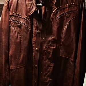 Brown Leather Studded Jacket